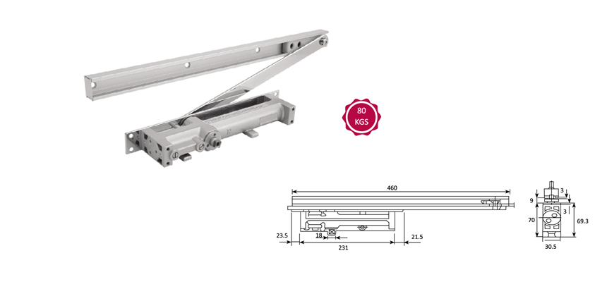 Concealed Door Closer,Two stage speed adjustable